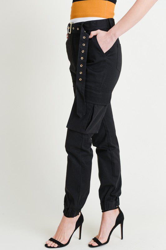 Hailey Cargo Jogger Pants Black