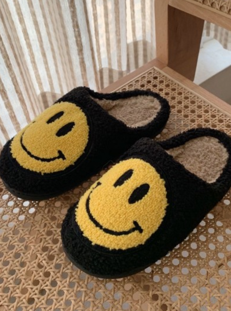 Smiley Slippers Black
