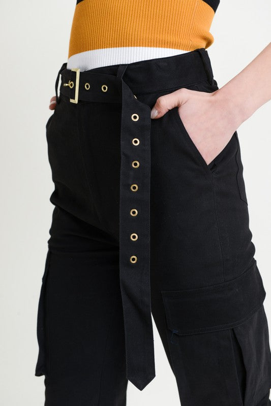 Hailey Cargo Jogger Pants Black