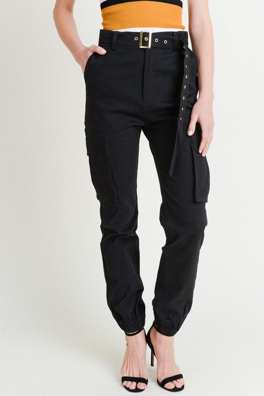 Hailey Cargo Jogger Pants Black