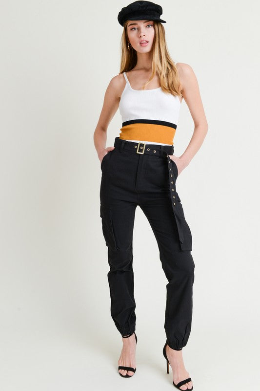 Hailey Cargo Jogger Pants Black