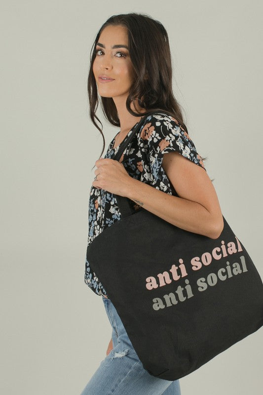 Anti-Social Canvas Tote