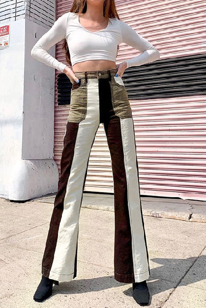 Frances Patchwork Flared Jeans