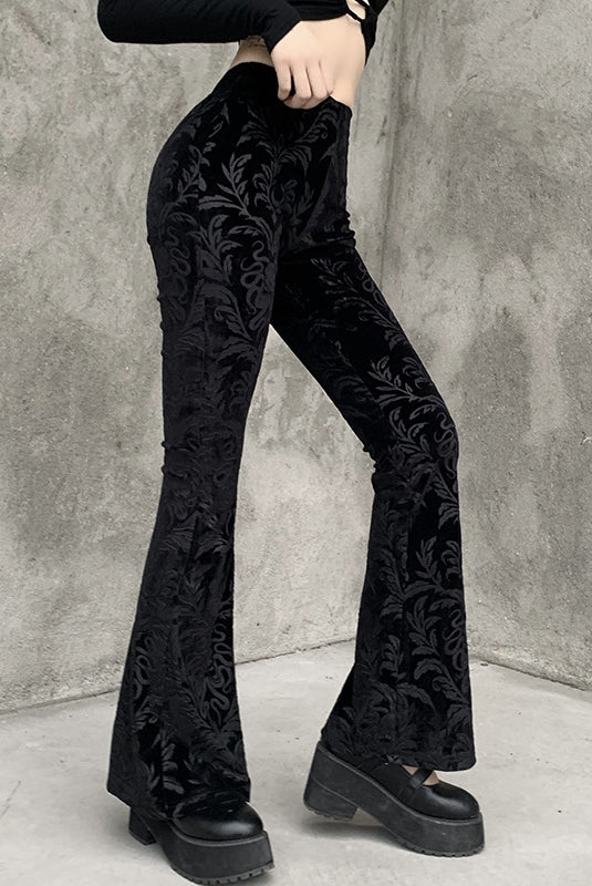 Scarlett Velvet Embossed Pants Black