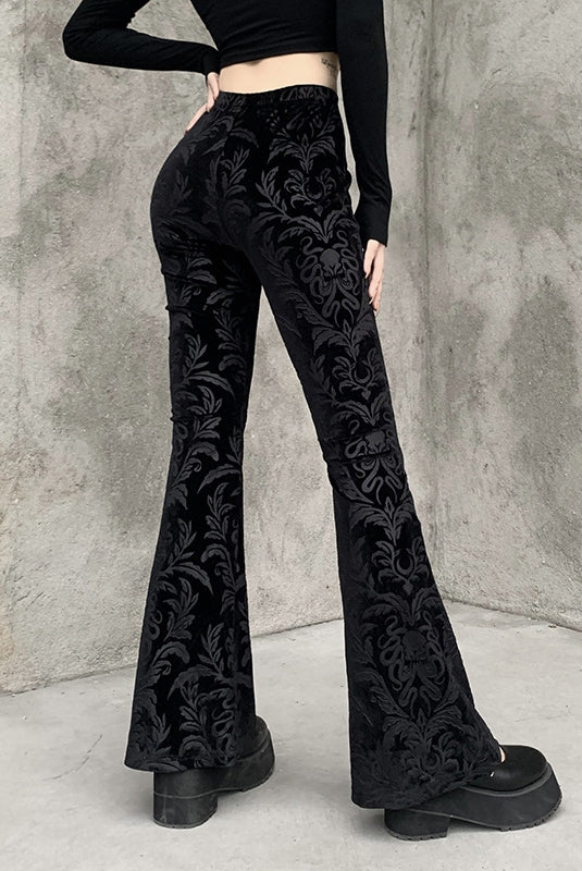 Scarlett Velvet Embossed Pants Black