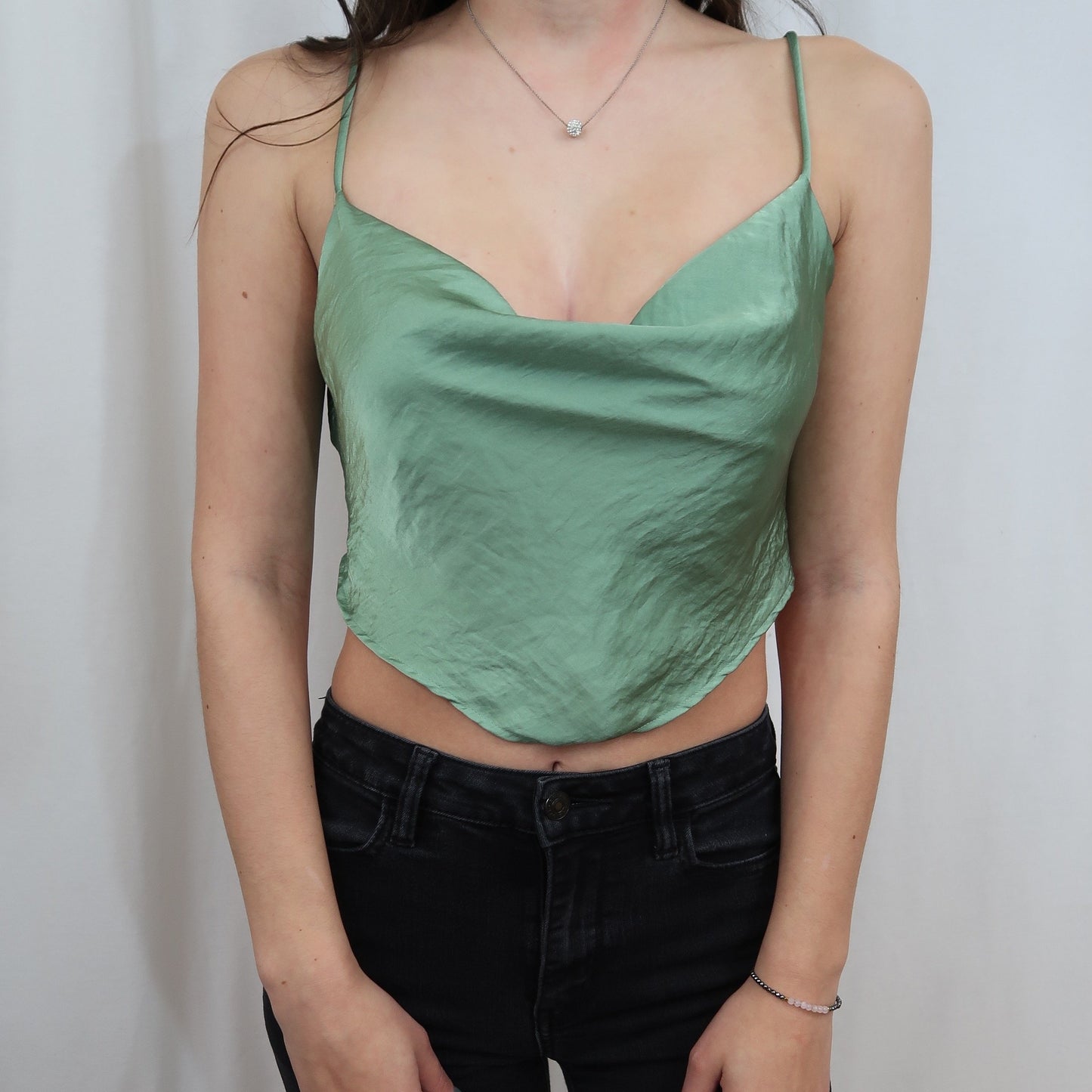 Evie Satin Top Sage