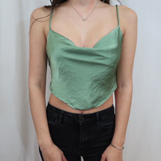 Evie Satin Top Sage