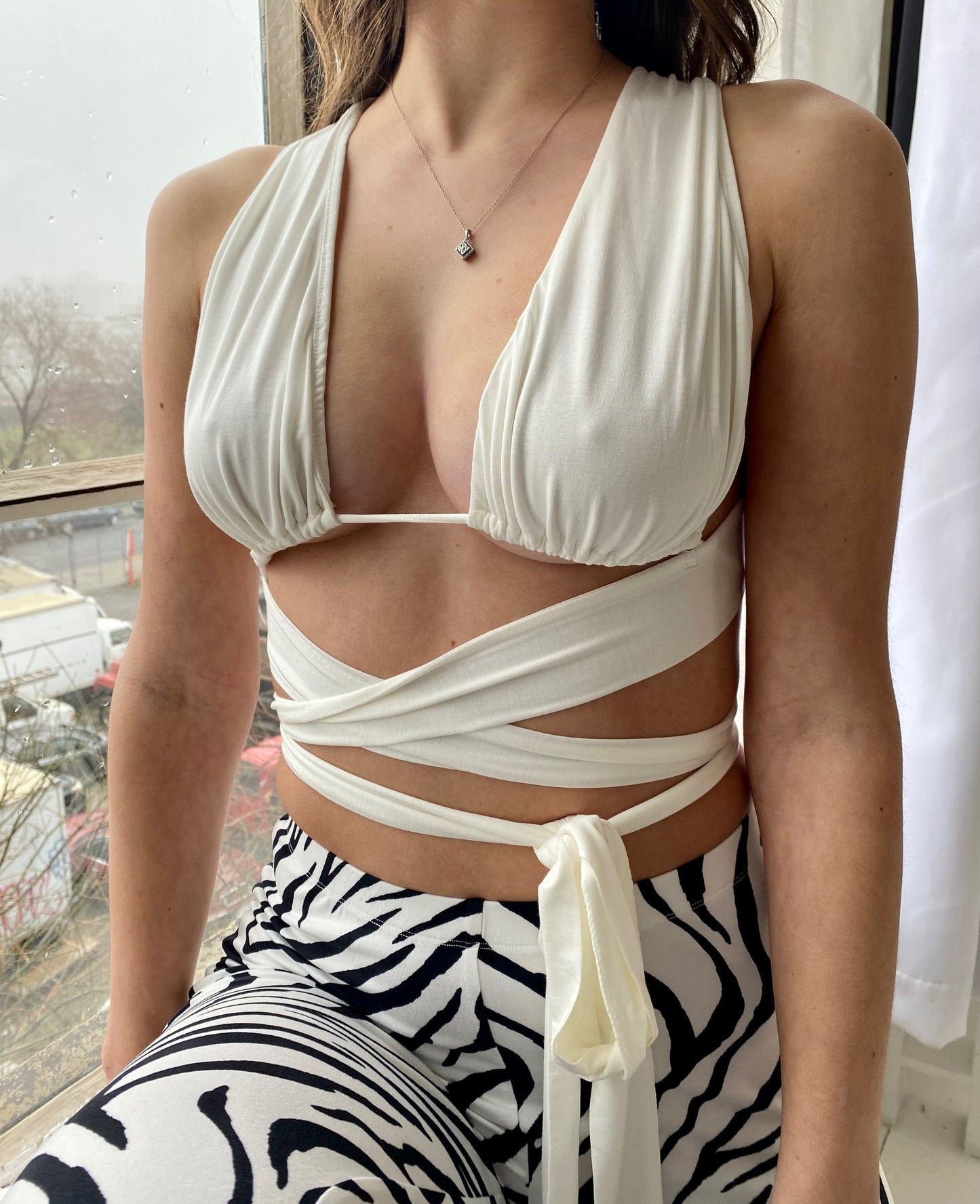Lennon Wrap Top Ivory